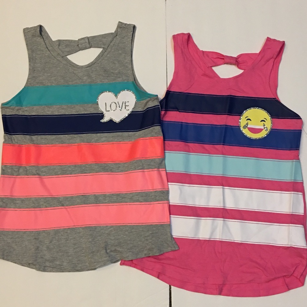 Girls striped glitter tank top bundle size 14